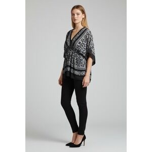 Y2K Velvet Top Kimono Flared Sleeve Indie Floral Hot Mom Babydoll Black XL